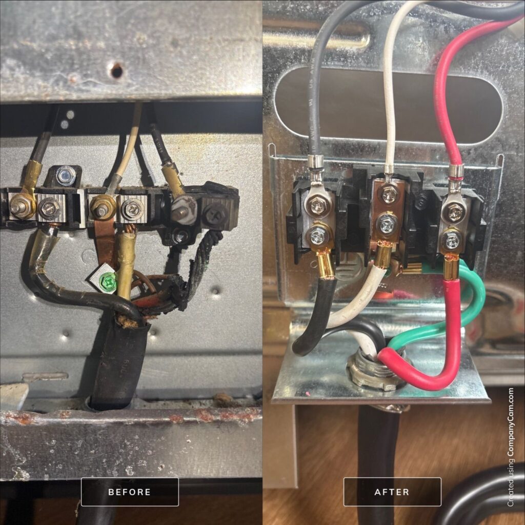 Dryer range terminal block cord replacement before and after — Spartan Home Pros, Central New Jersey