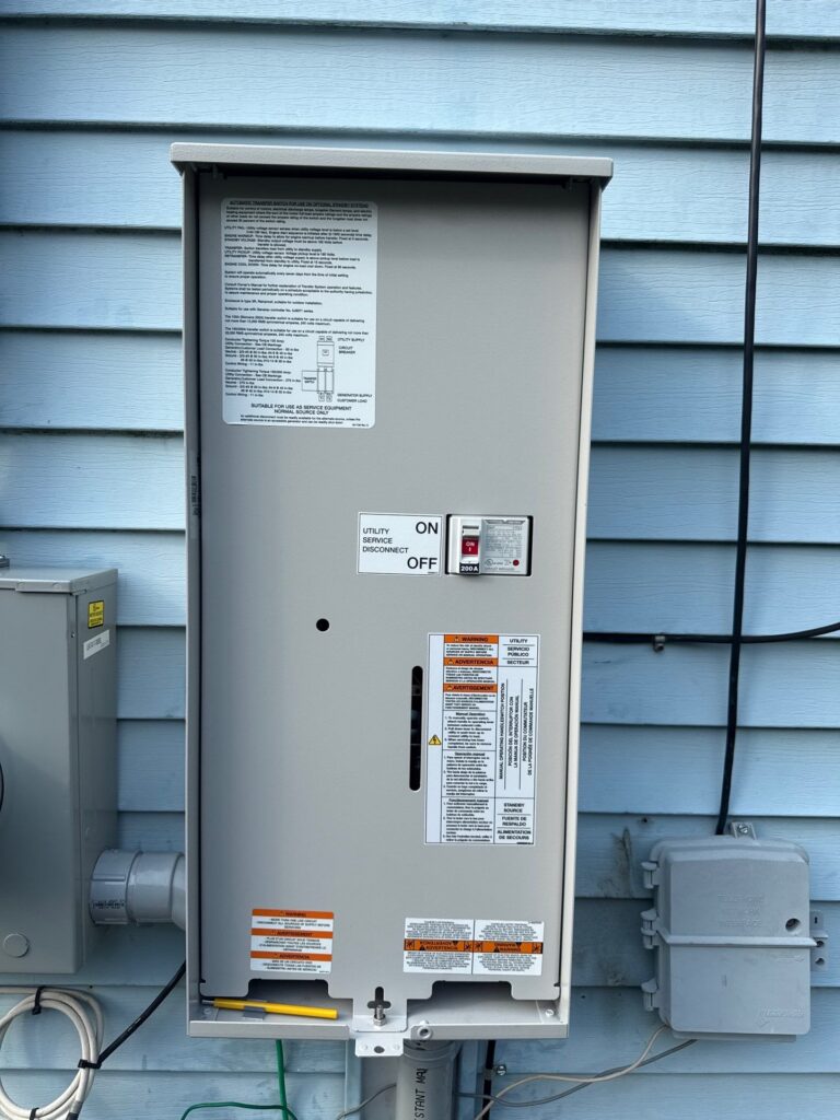 Generac 200-amp automatic transfer switch ATS install closed — Spartan Home Pros, Central New Jersey