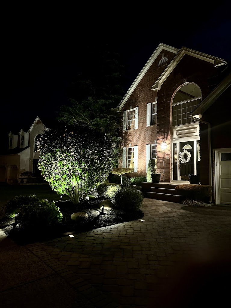 Low Voltage Landscape Uplighting at Front Entry — Spartan Home Pros, Central New Jersey