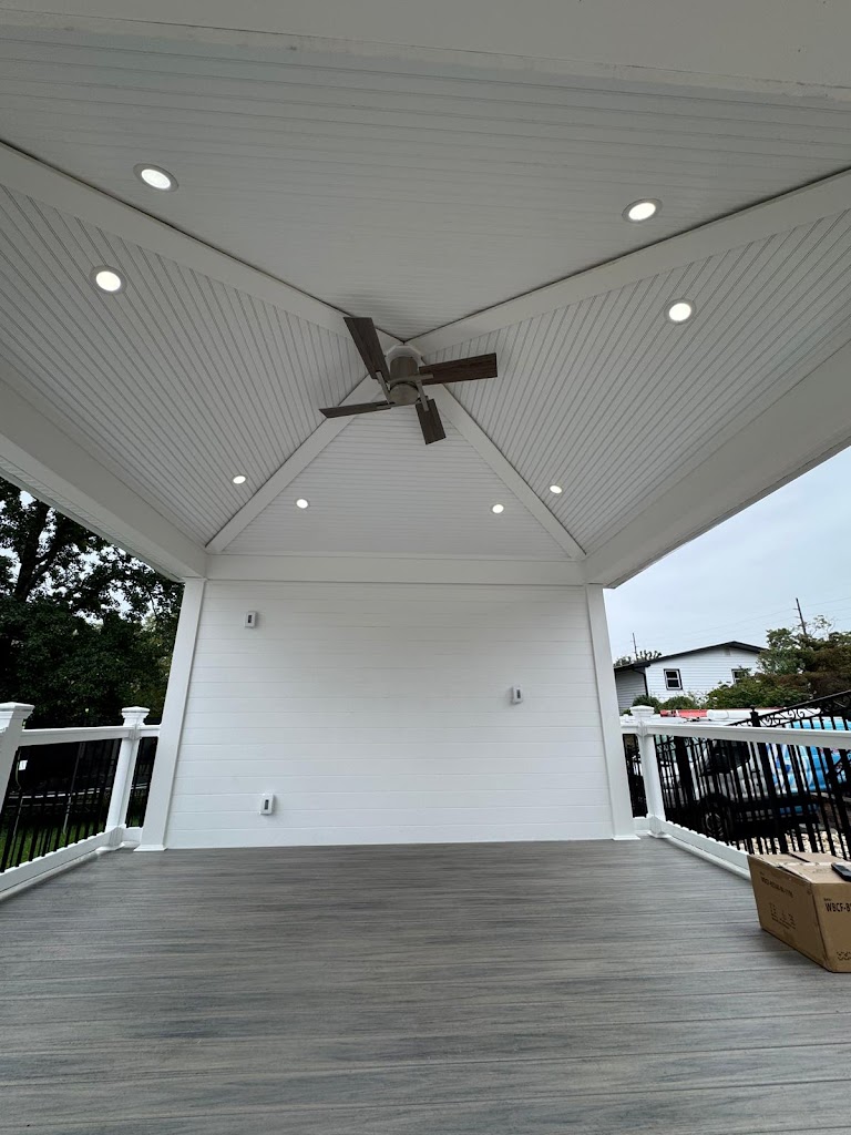 Outdoor Covered Deck Fan Recessed Lighting Outlet Installation — Spartan Home Pros, Hazlet, NJ