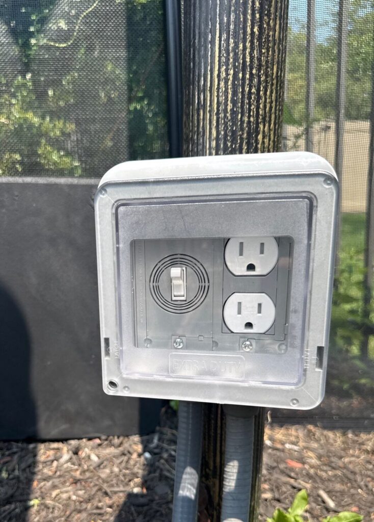 Outdoor GFCI outlet switch combo box in use covers and weatherproof cover edited — Spartan Home Pros, Central New Jersey
