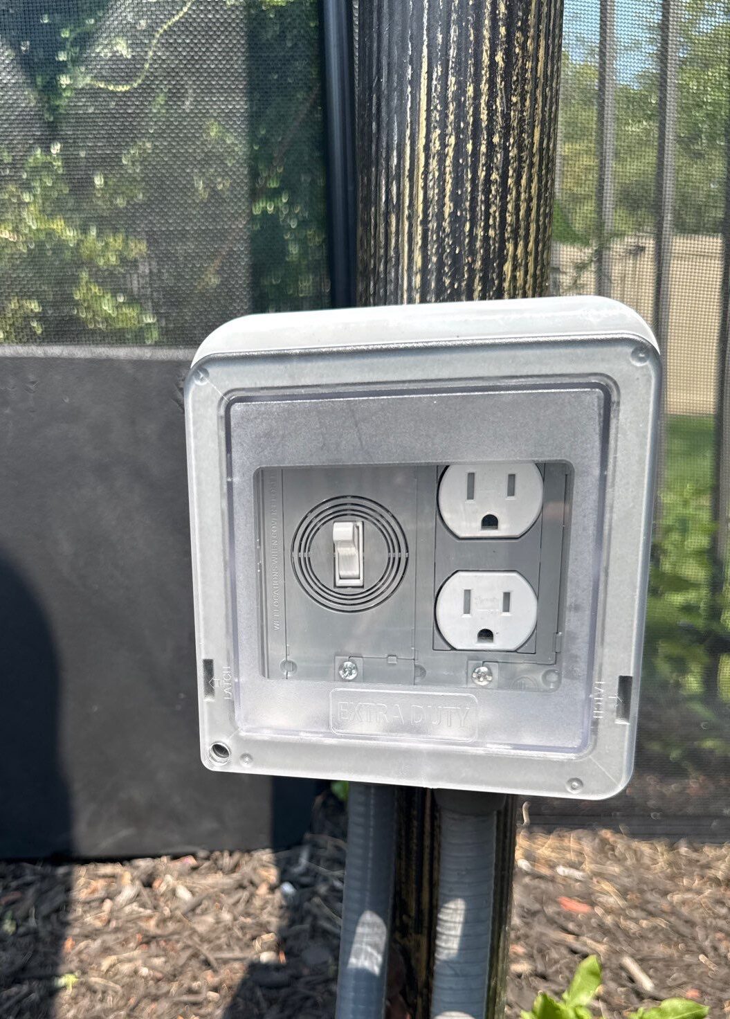 Outdoor GFCI outlet switch combo box in use covers and weatherproof cover edited — Spartan Home Pros, Central New Jersey
