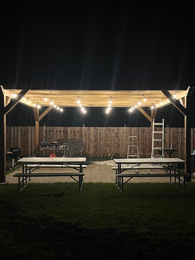 Pergola String Light Installation for Outdoor Patio — Spartan Home Pros, Old Bridge, NJ