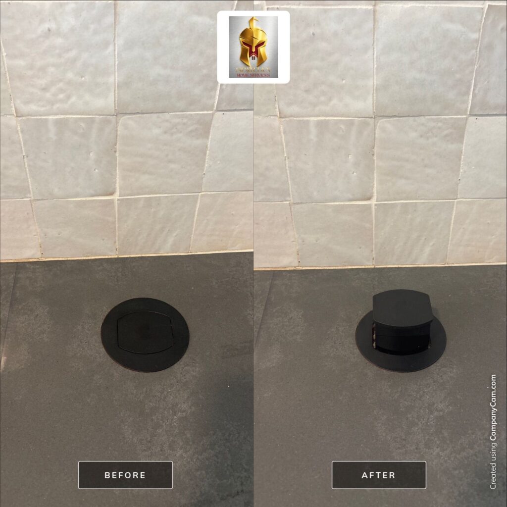 Before and after — Pop Up Floor Outlet Installation Countertop — Spartan Home Pros, Short Hills, NJ
