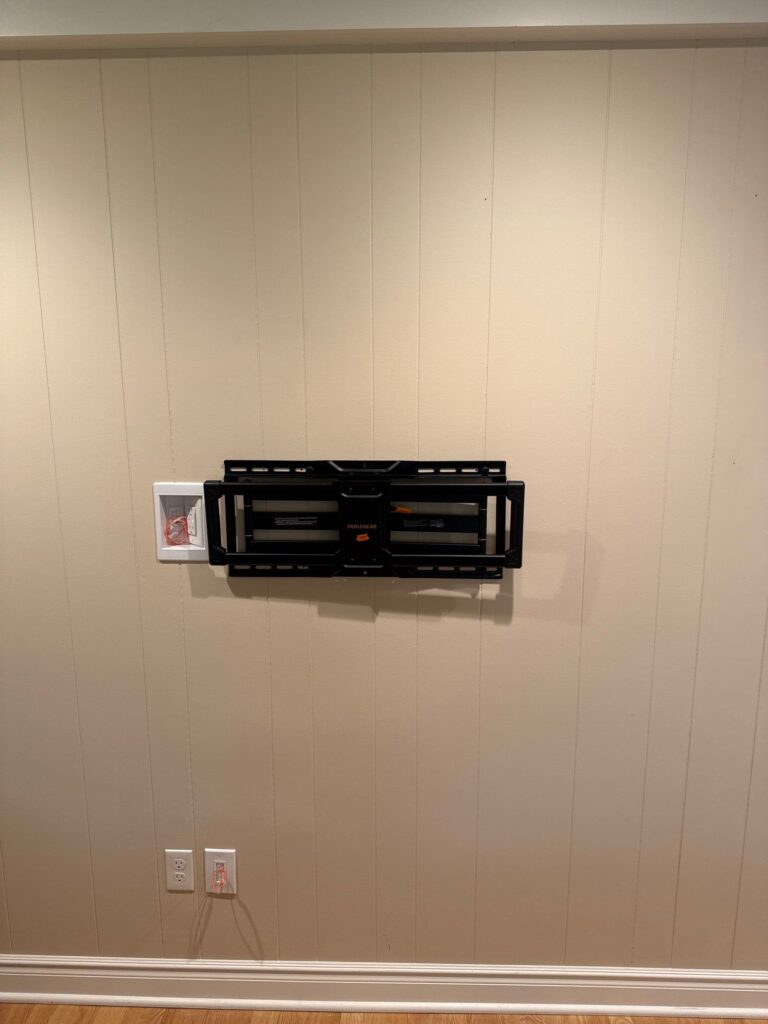 Recessed TV Outlet Wall Mount Installation Basement — Spartan Home Pros, Central New Jersey
