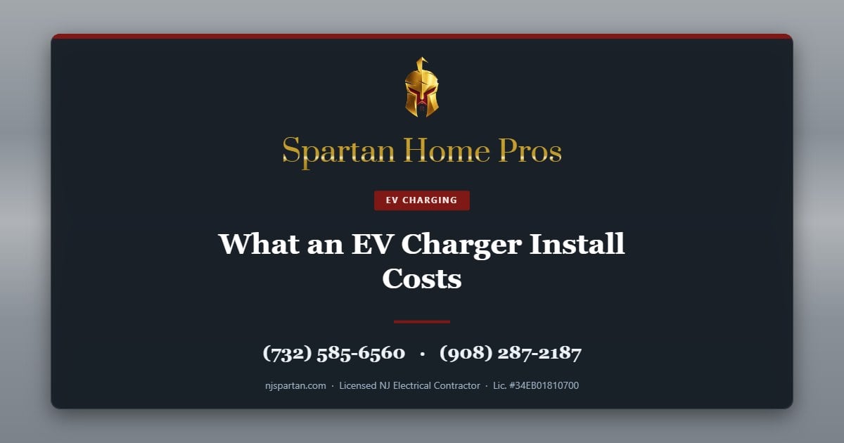 What an EV Charger Install Costs — Spartan Home Pros, licensed New Jersey electrical contractor. Call (732) 585-6560 or (908) 287-2187.