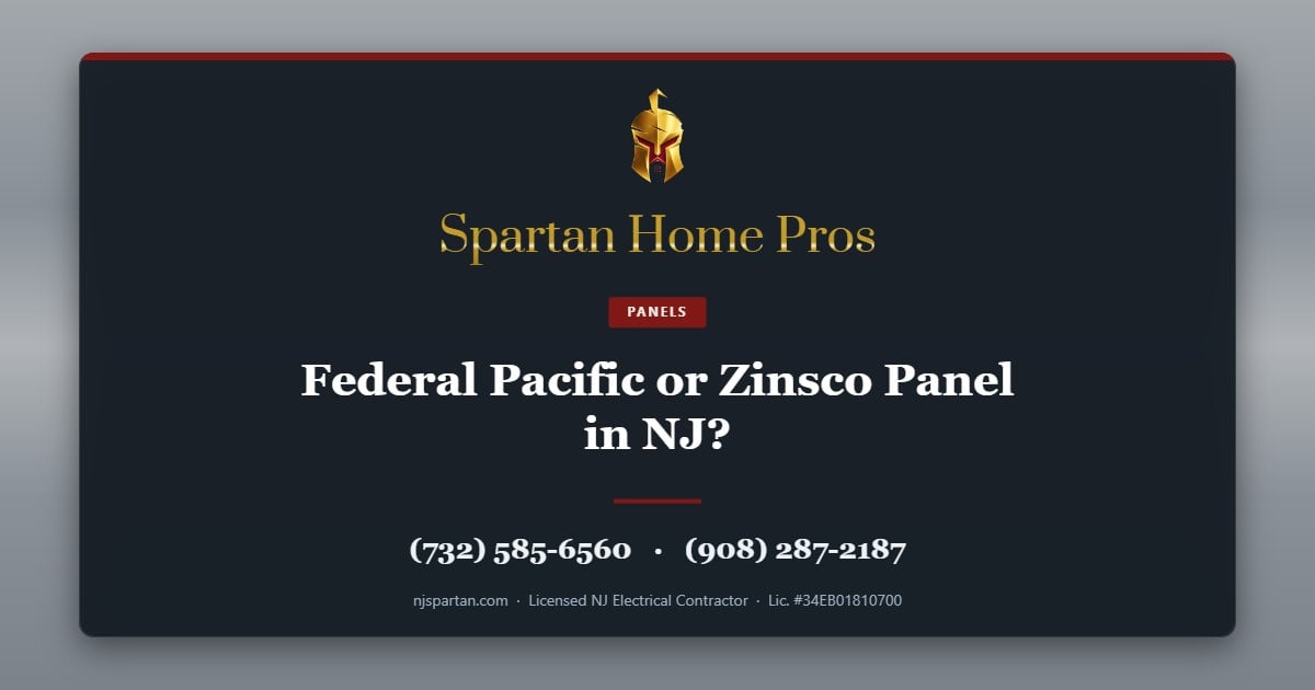 Federal Pacific or Zinsco Panel in NJ? — Spartan Home Pros, licensed New Jersey electrical contractor. Call (732) 585-6560 or (908) 287-2187.