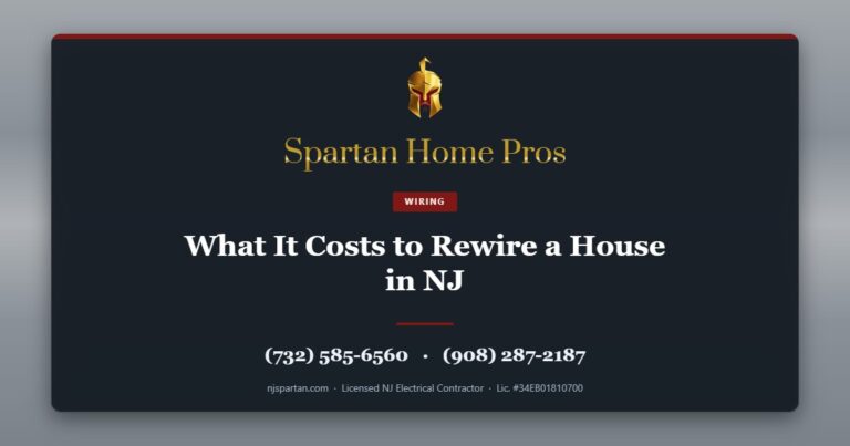 What It Costs to Rewire a House in NJ — Spartan Home Pros, licensed New Jersey electrical contractor. Call (732) 585-6560 or (908) 287-2187.