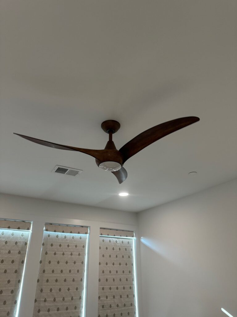 Modern DC fan with integrated LED light kit — Spartan Home Pros, Bedminster, NJ