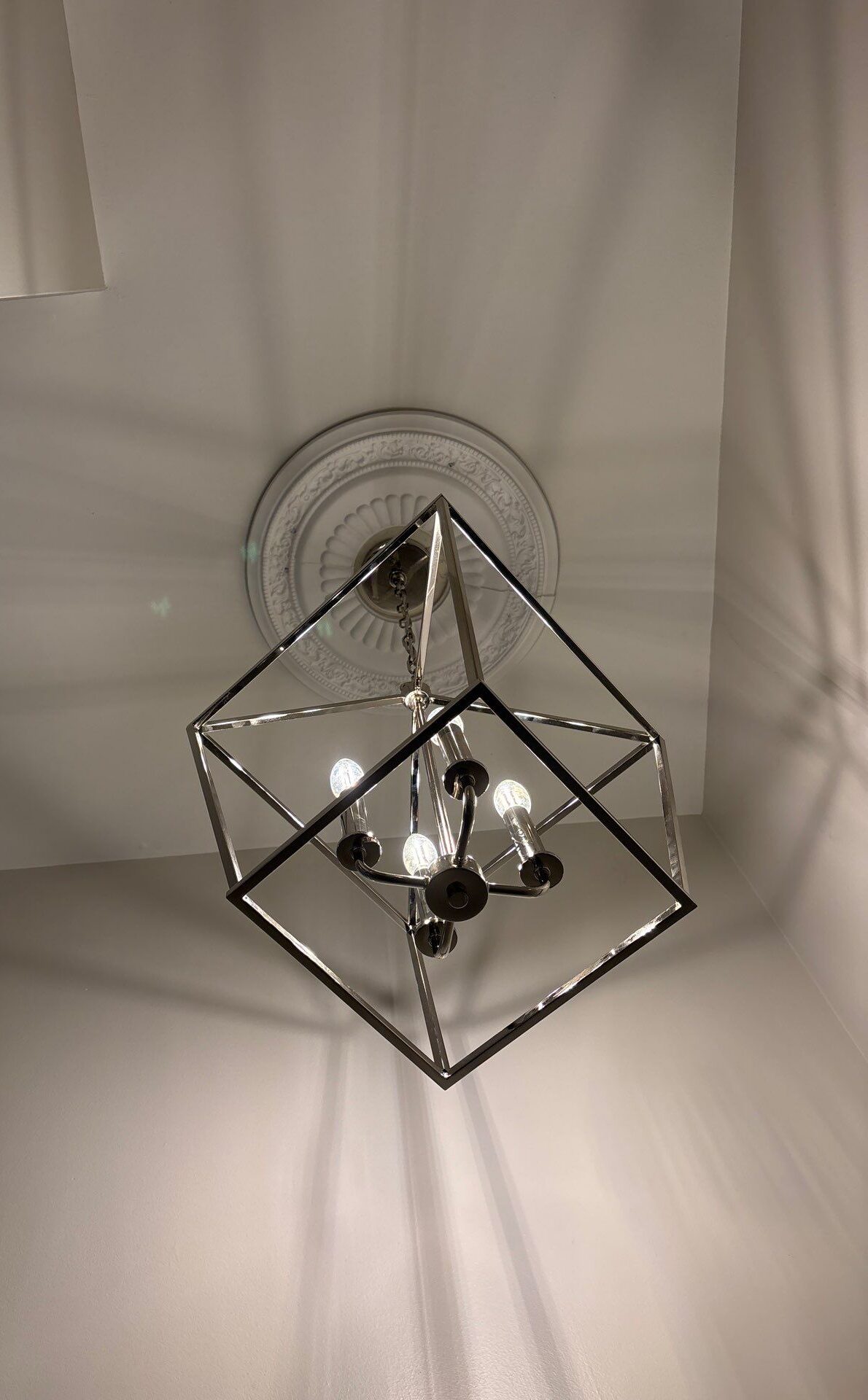 Modern geometric chandelier edited — Spartan Home Pros, Springfield, NJ