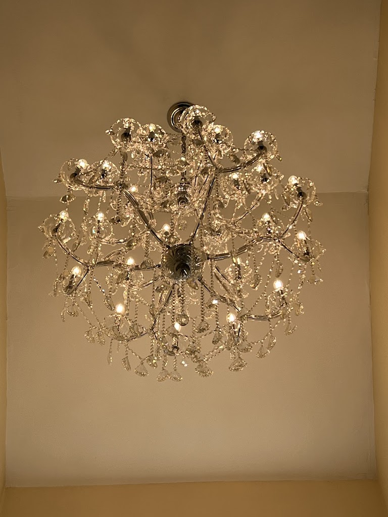 Multi arm chrome and crystal chandelier — Spartan Home Pros, Central New Jersey