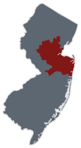 Map of New Jersey with the Spartan Home Pros electrical and HVAC service area in Central New Jersey highlighted