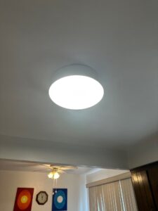 White LED flush-mount ceiling fixture installed — Spartan Home Pros, serving Readington, NJ