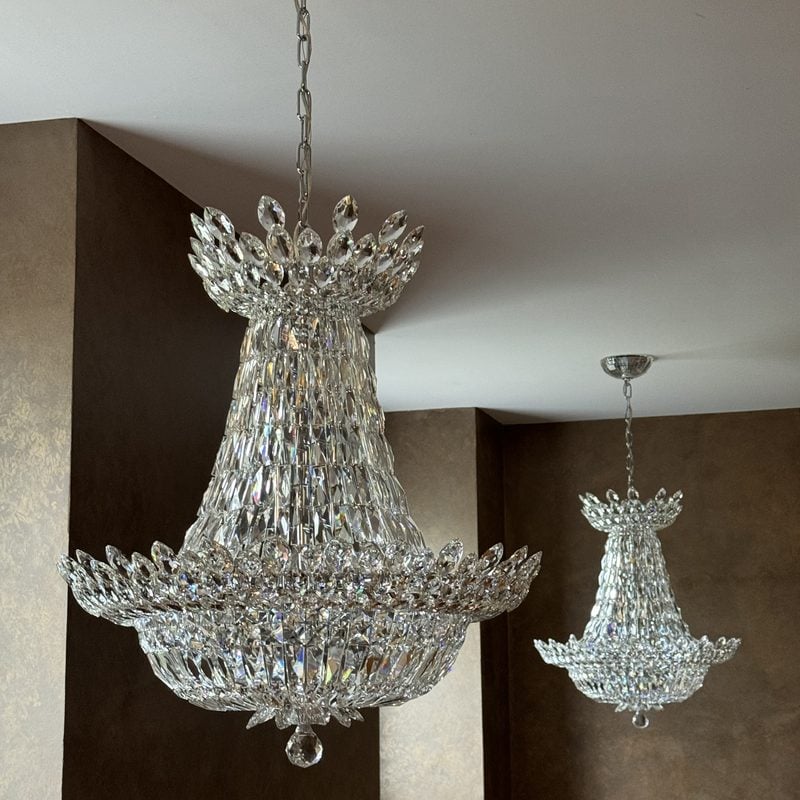 Crystal chandeliers installed by Spartan Home Pros in a New Jersey home